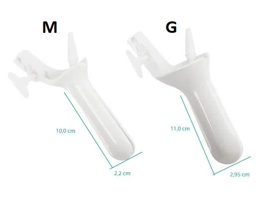 DimensesEspculo Vaginal com Ducto Aspirador Estril Descartvel